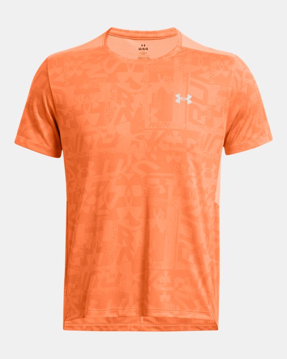 Men's UA Launch Printed Short Sleeve in Orange image number 2